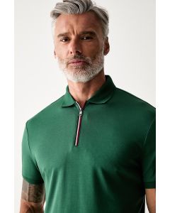 TOMMY HILFIGER LIQUID ZIP REG POLO MW0MW43269 STREET GREEN