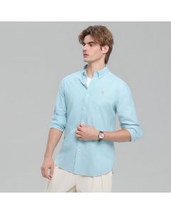 GIORDANO LION LS SHIRT 01046083 AQUA GRAY GREEN 18