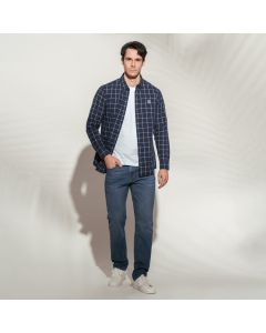 GIORDANO LION LS SHIRT 01046083 NAVY WHITE 91