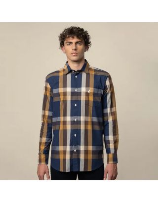 POLO MEN EASY CARE BOLD CHECK LONG SLEEVE SHIRT 0055772 – DARK BLUE