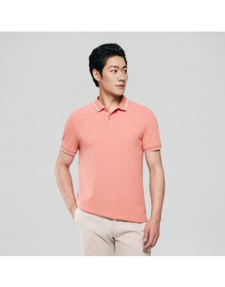 Giordano Men's Cotton Lycra Short Sleeve Slim Polo 01016246 in Canyon Red with a slim fit and short sleeves.