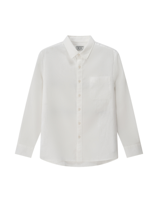 Giordano Solid Linen Cotton Poplin Long Sleeve Shirt – 01045201 Signature White 01