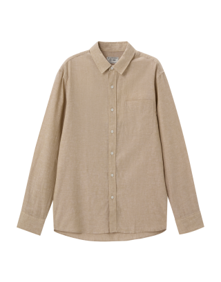 Giordano Solid Linen Cotton Poplin Long Sleeve Shirt – 01045201 Crockery Khaki 07