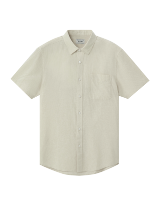 GIORDANO LINEN SHORT SLEEVE MEN’S SHIRT 01045202 SILVER KHAKI 05
