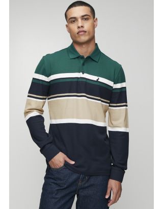 POLO PIQUE STRIPE LS GOLFER 0070554 GREEN