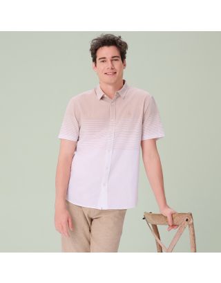 GIORDANO LINEN SS SHIRT 01046252 KHAKIWHITE 94