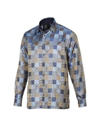 PRESIDENTIAL ROYAL CHECK SHIRT P26LT19LSHM BLUE GOLD