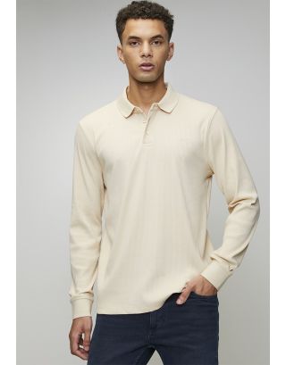 MENS PJC RIBBED LS GOLFER 0070900 LGHTSTONE