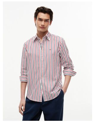 TOMMY HILFIGER FLEX POPLIN SHIRT MW0MW43315 ORANGE STRIPE
