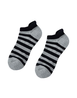 GIORDANO PED STRIPE SOCKS 01156123 HEATHERGREY BLACK 81