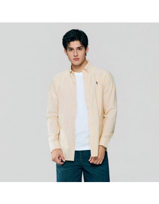 GIORDANO LION LS SHIRT 01046083 YELLOW WHITE BLUE 94