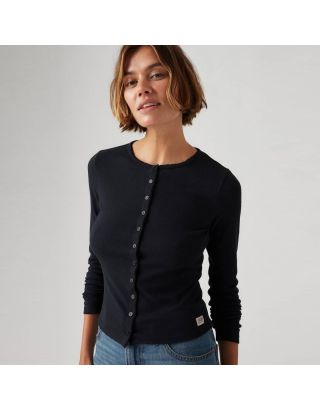 LEVI'S DRY GOODS POINTELLE LONG SLEEVE LADIES TEE 001I7-0001 BLACK