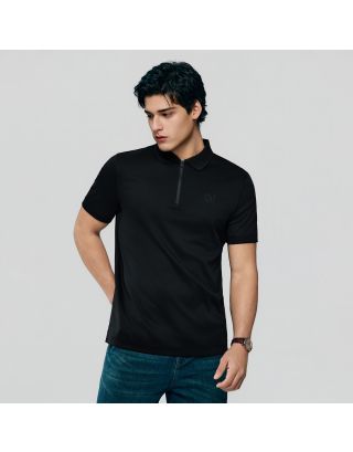 GIORDANO QRTRE LIQUID ZIP POLO 01016284 SIGN BLACK 09