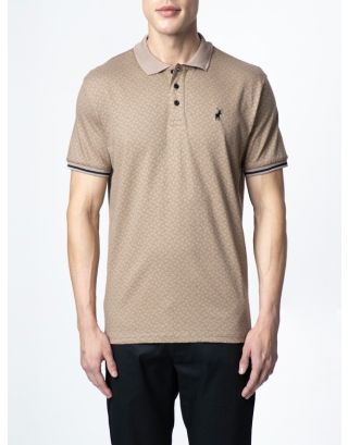 POLO GEO PRINTED PIMA SS GOLFER 0070545 TAUPE