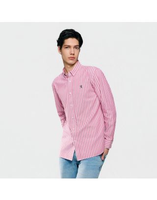 GIORDANO LION LS SHIRT 01046083 RED WHITE 90