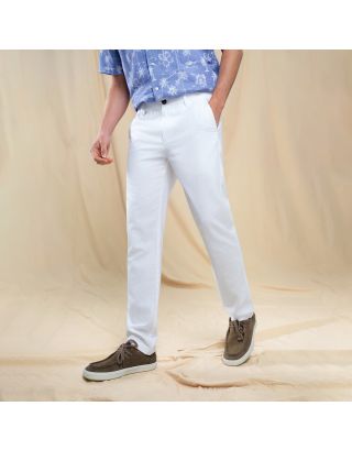 GIORDANO LINEN SLIM TAPER 01116201 SIGNATURE WHITE 01