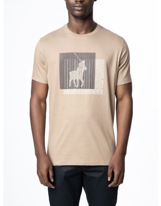 POLO BLOCK PRINTED SS TEE 0070473 TAUPE