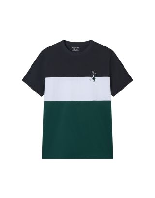 GIORDANO JERSEY CREWNECK 01026204 SIGNATURE BLACK SIGNATURE WHITE MIDNIGHT JADE 82