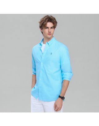 GIORDANO LION LS SHIRT 01046083 ICEFLOE BLUE 75