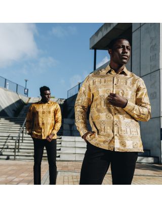 PRESIDENTIAL AFRICAN CHESS SHIRT P26LT29LSHM GOLD