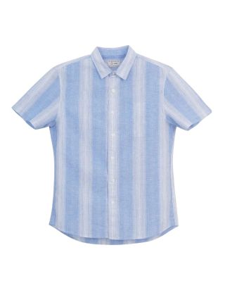 GIORDANO LINEN POPLIN SLMSTRIPE 01046412 NAVY WHITE 93