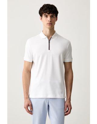 TOMMY HILFIGER LIQUID ZIP REG POLO MW0MW43269 WHITE