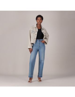 Levi's® Women's Ribcage Straight Ankle Jeans A7011-0018 in Medium Indigo Worn In with a super-high-rise waist, slim hip and thigh, and straight ankle-length leg.