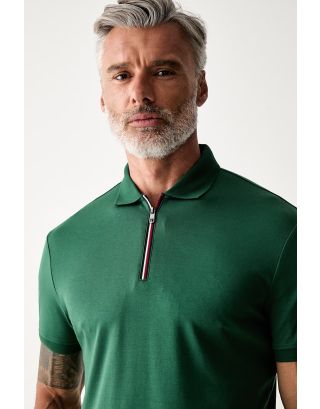 TOMMY HILFIGER LIQUID ZIP REG POLO MW0MW43269 STREET GREEN