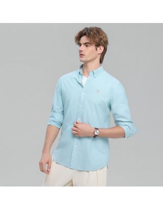 GIORDANO LION LS SHIRT 01046083 AQUA GRAY GREEN 18