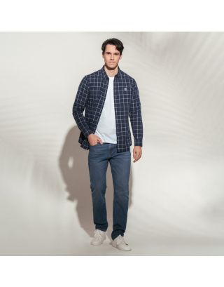 GIORDANO LION LS SHIRT 01046083 NAVY WHITE 91