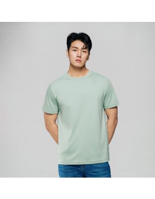 Giordano Men's Liquid Touch Crewneck Tee 01026803 in Aqua Gray, featuring Liquid Touch fabric and a classic crew neckline.