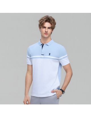 GIORDANO STRIPE POLO 01016191 SUBDUE BLUE SIGNATURE WHITE 81