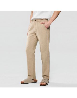 GIORDANO LINEN SLIM TAPER 01116201 CROCKERY KHAKI 07