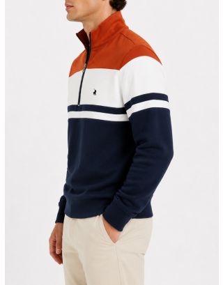 POLO COLOUR BLOCK LS SWEATER 0070778 NAVYRED