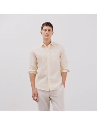 Cortefiel Men's Linen Shirt 2219161 Yellow