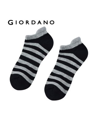GIORDANO PED STRIPE SOCKS 01156123 BLACK HEATHERGREY 80