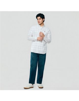 GIORDANO LION LS SHIRT 01046083 WHITE KHAKI 89