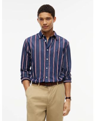 TOMMY HILFIGER POPLIN STP RF SHIRT MW0MW44588 CARBON NAVY
