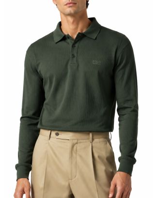 POLO RIBBED LS GOLFER 0070899 OLIVE