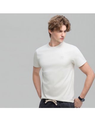 Giordano Liquid Touch Crewneck Tee 01026802 in Foggy Dew with a classic crewneck design.