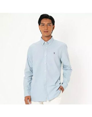 Giordano Lion Oxford Long Sleeve Men’s Cotton Embroidery Shirt – 01045093 Blue 23