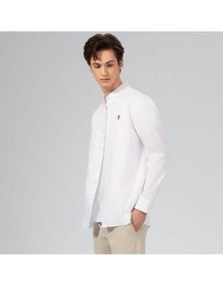 GIORDANO LION OXFORD LONG SLEEVE MEN’S SHIRT 01045093 WHITE 01