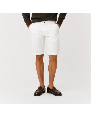 GIORDANO MEN'S LINEN COTTON ELASTIC WAIST BERMUDA SHORT 01105227 – WHITE