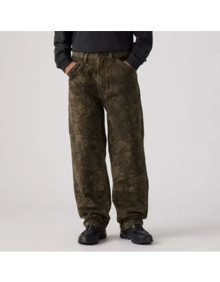 Levi's® 568™ Loose Straight Double-Knee Carpenter Men's Pants A7367-0021 in Raleigh Camo Dark Olive Green, made from 100% cotton non-stretch canvas with a loose fit and straight leg.