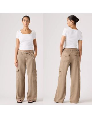 LEVI'S BAGGY DAD CARGO WOMEN'S PANTS 003IN-0006 DRAPEY PINE BARK