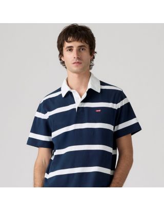 LEVI'S CLASSIC SHORT SLEEVE RUGBY SHIRT A9398-0008 DRESS GEOFF STRIPE DRESS BLUE