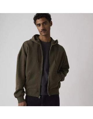 LEVI’S HAYES BOXY FULL-ZIP SWEATSHIRT 005PJ-0006 MAITAKE BROWN - BROWN
