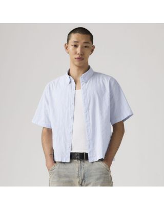 Levi’s® Lama Boxy Short Sleeve Shirt – 005GH-0001 Bernal Stripe Soft Chambray Blue
