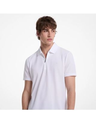 MICHAEL KORS COTTON BLEND PIQUÉ ZIP-UP POLO SHIRT CS552HOHFK – WHITE
