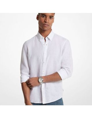 MICHAEL KORS LINEN LONG SLEEVE MEN’S SHIRT CS4400H4YT WHITE
